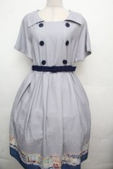 Fi.n.t / マリン釦マルセイユプリントワンピース  グレー S-26-03-23-035-CA-OP-AS-ZS