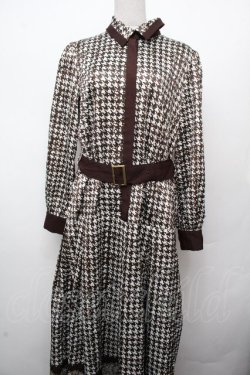 画像1: axes femme NOSTALGIE / 千鳥ワンピース  ブラウン S-26-03-23-038-AX-OP-AS-ZS