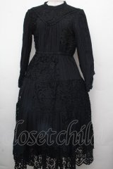 axes femme Nostalgic / 総レースパッチワークワンピース  黒 S-26-03-23-040-LO-OP-AS-ZS