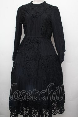 画像1: axes femme Nostalgic / 総レースパッチワークワンピース  黒 S-26-03-23-040-LO-OP-AS-ZS