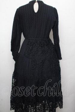 画像2: axes femme Nostalgic / 総レースパッチワークワンピース  黒 S-26-03-23-040-LO-OP-AS-ZS