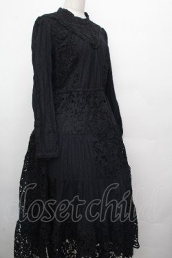 画像3: axes femme Nostalgic / 総レースパッチワークワンピース  黒 S-26-03-23-040-LO-OP-AS-ZS