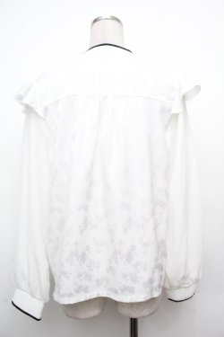 画像2: axes femme / チャイナ釦ジャカードブラウス  白 S-26-03-23-005-AX-BL-AS-ZS