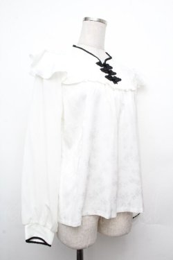 画像3: axes femme / チャイナ釦ジャカードブラウス  白 S-26-03-23-005-AX-BL-AS-ZS