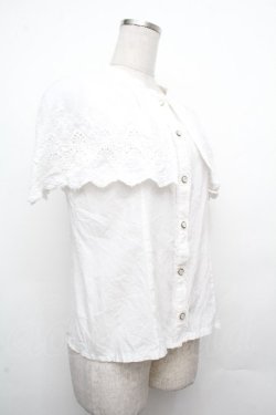 画像3: axes femme POETIQUE / 刺繍ケープ風ノースリブラウス  白 S-26-03-23-001-AX-BL-AS-ZS