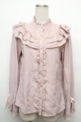 axes femme / フリル袖ブラウス  ピンク S-26-03-23-012-AX-BL-AS-ZS