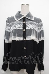 Rojita / レースフリルブラウス  黒ｘ白 S-26-03-23-025-LO-BL-AS-ZS
