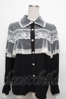 画像1: Rojita / レースフリルブラウス  黒ｘ白 S-26-03-23-025-LO-BL-AS-ZS