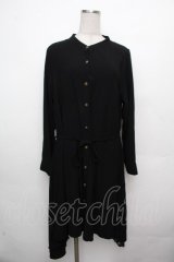 axes femme / サイドレース切替ワンピース  黒 S-26-03-23-027-AX-BL-AS-ZS