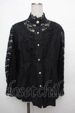 画像1: LOLITA / レース切替ブラウス  黒 S-26-03-23-029-LO-TO-AS-ZS