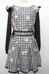 LIZ LISA / 千鳥花柄ワンピース 0 黒 S-26-03-24-031-LO-OP-SZ-ZS