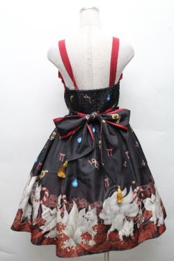 画像2: axes femme kawaii / 彼岸の白狐会柄ジャンスカ  黒 S-26-03-24-004-AX-OP-AS-ZS