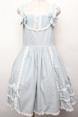 画像1: metamorphose / 裾フリルジャンパースカート（水玉）  サックス S-26-03-24-039-ME-OP-HR-ZS