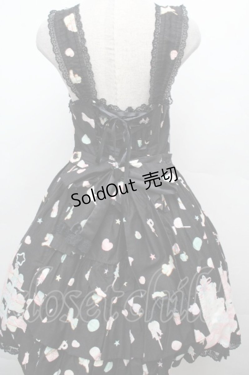 画像2: Angelic Pretty / Decoration Dream後ろフリルジャンパースカート  黒 S-26-03-24-043-AP-OP-SZ-ZS (2)