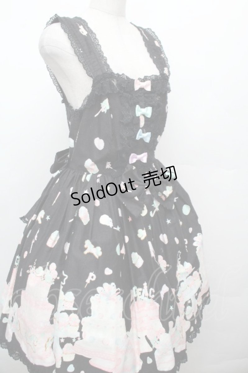 画像3: Angelic Pretty / Decoration Dream後ろフリルジャンパースカート  黒 S-26-03-24-043-AP-OP-SZ-ZS (3)