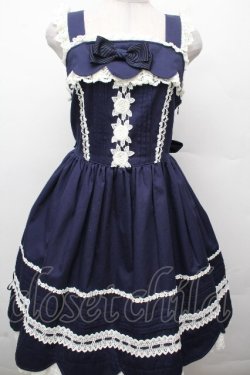 画像1: BABY,THE STARS SHINE BRIGHT / リボンスカラップジャンパースカート  紺 S-26-03-24-049-BA-OP-AS-ZS