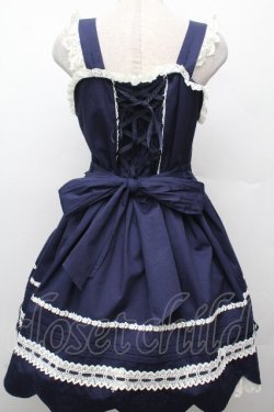 画像2: BABY,THE STARS SHINE BRIGHT / リボンスカラップジャンパースカート  紺 S-26-03-24-049-BA-OP-AS-ZS