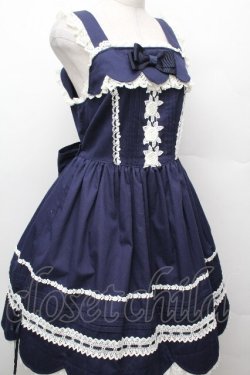 画像3: BABY,THE STARS SHINE BRIGHT / リボンスカラップジャンパースカート  紺 S-26-03-24-049-BA-OP-AS-ZS