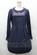 画像1: axes femme / /デコルテレース切替ワンピース  紺 S-26-03-24-007-AX-TO-HR-ZS (1)