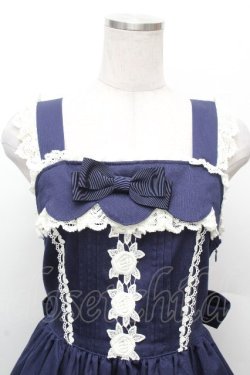 画像4: BABY,THE STARS SHINE BRIGHT / リボンスカラップジャンパースカート  紺 S-26-03-24-049-BA-OP-AS-ZS