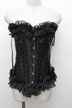 画像1: MR corset / サイド編み上げコルセット  黒 S-26-03-24-054-PU-ZA-HR-ZS