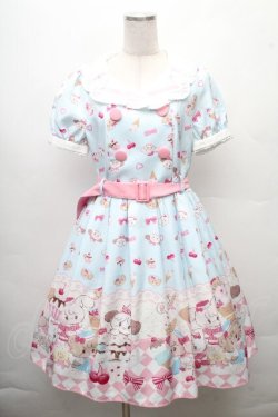 画像1: axes femme kawaii / mikko illustration × axes femme KAWAII ダイナーカフェワンピース  サックス S-26-03-24-013-AX-OP-AS-ZS