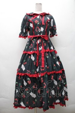 画像1: Chalmiere / チェリーバニー柄ワンピース  黒 S-26-03-24-019-0-OP-HR-ZS