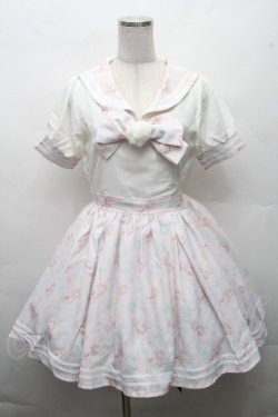 画像1: LIZ LISA / ローズプリントセーラーワンピース  白ｘピンク S-26-03-24-020-LO-OP-AS-ZS