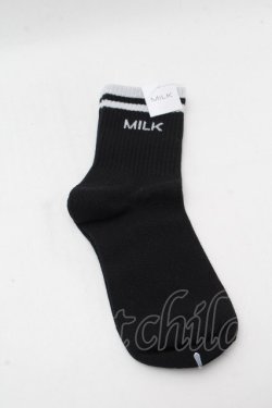 画像1: MILK / ロゴソックス  黒 S-26-03-28-004-ML-ZA-AS-ZS