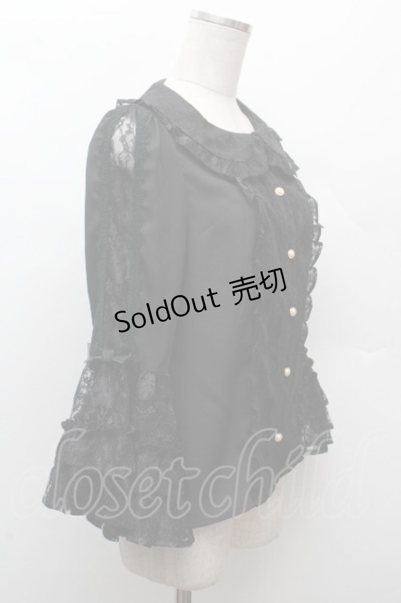 画像2: axes femme kawaii / レーシー姫袖ブラウス M 黒 S-26-03-28-033-AX-BL-TE-ZS (2)