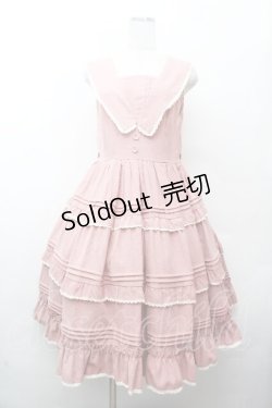 画像1: LOLITA / 襟付きティアードジャンパースカート S ピンク S-26-03-28-038-LO-OP-TE-ZS