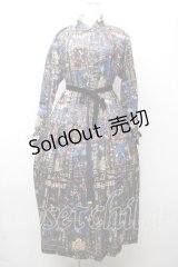 Jane Marple / Grimm stained glassギャザードレス  紺 S-26-03-28-044-JM-OP-AS-ZS