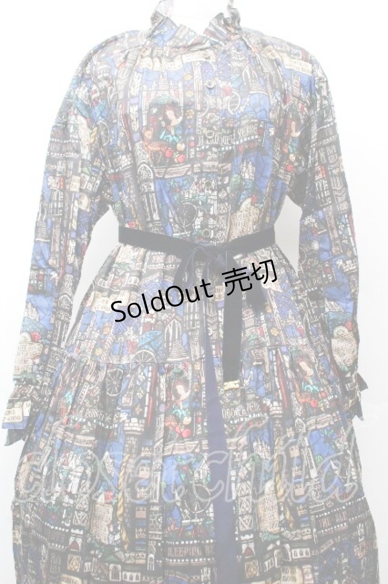 画像3: Jane Marple / Grimm stained glassギャザードレス  紺 S-26-03-28-044-JM-OP-AS-ZS (3)