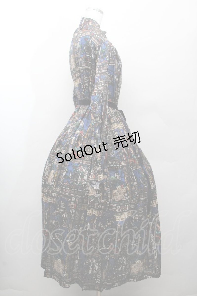 画像5: Jane Marple / Grimm stained glassギャザードレス  紺 S-26-03-28-044-JM-OP-AS-ZS (5)