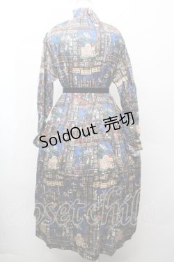 画像2: Jane Marple / Grimm stained glassギャザードレス  紺 S-26-03-28-044-JM-OP-AS-ZS