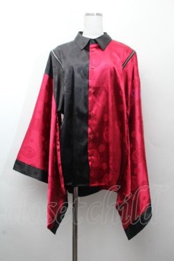 画像1: REZEN / ジップ付配色和袖シャツ  真紅 S-26-03-28-059-LO-BL-AS-ZS