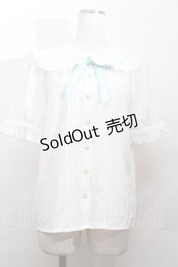 画像1: Amavel / ファンシーリボンうさくまメッセージブラウス  白ｘグリーン S-26-03-28-022-CA-BL-AS-ZS