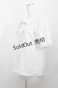 画像2: Amavel / ファンシーリボンうさくまメッセージブラウス  白ｘグリーン S-26-03-28-022-CA-BL-AS-ZS