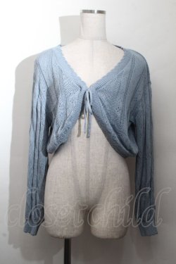 画像1: Fi.n.t / ストライプ透かし編みニットボレロ  サックス S-26-03-28-025-CA-TO-AS-ZS