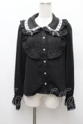 axes femme kawaii / 梯子レース丸襟ブラウス M 黒 S-26-03-28-029-AX-BL-TE-ZS