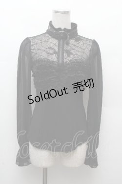 画像1: Qutie Frash / メッシュ切替トップス  黒 S-26-03-28-030-QU-TO-AS-ZS