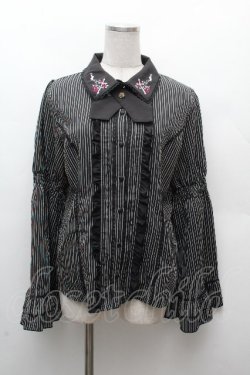 画像1: axes femme / クロスローズ刺繍ブラウス  黒 S-26-03-28-031-AX-BL-AS-ZS