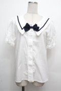 ALICE and the PIRATES / La brise chantanteセーラーカラーブラウス  ホワイト×ネイビー S-26-03-29-1005-PA-BL-SZ-ZS