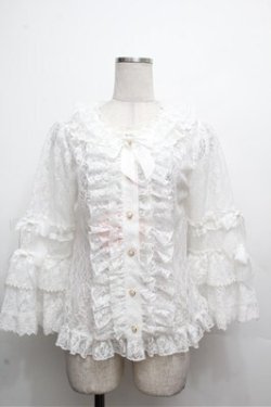 画像1: BABY,THE STARS SHINE BRIGHT / Princess Lacy Bouquetブラウス  白 S-26-03-29-1006-BA-TO-HR-ZS
