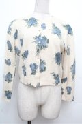 an another angelus / ローズ柄ニットカーディガン  オフｘ青 S-26-03-29-1010-CA-TO-AS-ZS
