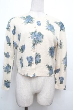 画像1: an another angelus / ローズ柄ニットカーディガン  オフｘ青 S-26-03-29-1010-CA-TO-AS-ZS