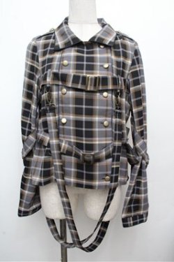 画像1: ALICE and the PIRATES / タータンチェック柄ハーネスベルト付きオーバーシャツ  グレー S-26-03-29-1014-PA-BL-AS-ZS