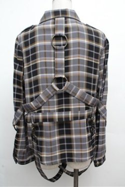 画像2: ALICE and the PIRATES / タータンチェック柄ハーネスベルト付きオーバーシャツ  グレー S-26-03-29-1014-PA-BL-AS-ZS
