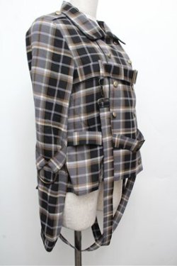 画像3: ALICE and the PIRATES / タータンチェック柄ハーネスベルト付きオーバーシャツ  グレー S-26-03-29-1014-PA-BL-AS-ZS