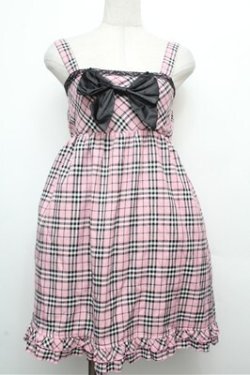 画像1: Tralala / タータンチェックキャミワンピース  ピンク S-26-03-29-1022-LO-OP-AS-ZS